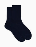 Calze corte donna lana blu a coste tinta unita - Gallo 1927 - Official Online Shop