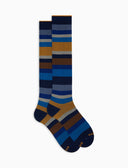 Calze lunghe uomo cotone righe multicolor sette colori blu - Gallo 1927 - Official Online Shop
