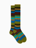 Calze lunghe uomo cotone righe multicolor sette colori verde - Gallo 1927 - Official Online Shop