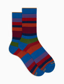 Calze corte uomo cotone righe multicolor sette colori blu - Gallo 1927 - Official Online Shop