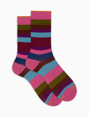 Calze corte donna cotone righe multicolor sette colori rosa - Gallo 1927 - Official Online Shop