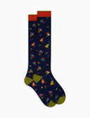 Calze lunghe uomo cotone fantasia windsurf blu - Gallo 1927 - Official Online Shop