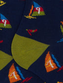 Calze lunghe uomo cotone fantasia windsurf blu - Gallo 1927 - Official Online Shop