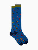 Calze lunghe uomo cotone fantasia windsurf azzurro - Gallo 1927 - Official Online Shop
