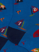 Calze corte uomo cotone fantasia windsurf azzurro - Gallo 1927 - Official Online Shop