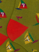 Calze lunghe donna cotone fantasia windsurf verde - Gallo 1927 - Official Online Shop