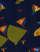 Calze corte donna cotone fantasia windsurf blu - Gallo 1927 - Official Online Shop