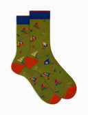 Calze corte donna cotone fantasia windsurf verde - Gallo 1927 - Official Online Shop