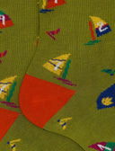 Calze corte donna cotone fantasia windsurf verde - Gallo 1927 - Official Online Shop