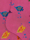 Calze lunghe donna cotone fantasia pesci a righe rosa - Gallo 1927 - Official Online Shop