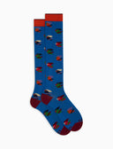 Calze lunghe uomo cotone fantasia galli multicolore azzurro - Gallo 1927 - Official Online Shop