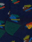 Calze corte uomo cotone fantasia galli multicolore blu - Gallo 1927 - Official Online Shop