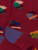 Calze lunghe donna cotone fantasia galli multicolore rosso - Gallo 1927 - Official Online Shop