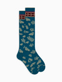 Calze lunghe donna cotone fantasia fiori ananas angurie blu - Gallo 1927 - Official Online Shop