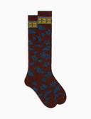 Calze lunghe donna cotone fantasia fiori ananas angurie marrone - Gallo 1927 - Official Online Shop