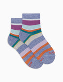 Calze cortissime bambino cotone a righe multicolor azzurro con effetto scintillante - Gallo 1927 - Official Online Shop