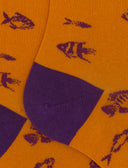 Calze lunghe uomo cotone fantasia pesci dipinti arancio - Gallo 1927 - Official Online Shop