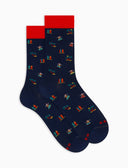 Calze corte uomo cotone fantasia surfisti blu - Gallo 1927 - Official Online Shop