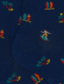 Calze lunghe donna cotone fantasia surfisti blu - Gallo 1927 - Official Online Shop