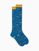 Calze lunghe uomo cotone fantasia cani azzurro - Gallo 1927 - Official Online Shop