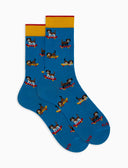 Calze corte uomo cotone fantasia cani azzurro - Gallo 1927 - Official Online Shop