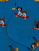 Calze corte uomo cotone fantasia cani azzurro - Gallo 1927 - Official Online Shop