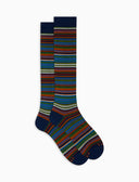 Calze lunghe uomo cotone righe sottilissime 7 colore blu - Gallo 1927 - Official Online Shop
