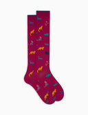 Calze lunghe donna cotone fantasia gatti fucsia - Gallo 1927 - Official Online Shop