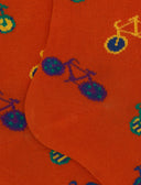 Calze lunghe uomo cotone fantasia biciclette arancio - Gallo 1927 - Official Online Shop