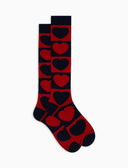 Calze lunghe uomo cotone fantasia maxi cuori rosso - Gallo 1927 - Official Online Shop