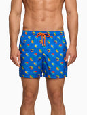 Badeshorts für Herren mit Hahnmuster, mehrfarbig, hellblau