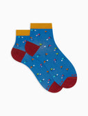 Calze cortissime donna cotone fantasia golf azzurro - Gallo 1927 - Official Online Shop