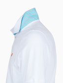 Polo uomo cotone tinta unita con sottocollo seersucker bianco - Gallo 1927 - Official Online Shop