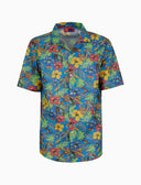 Camicia uomo hawaiana cotone fantasia jungla azzurro - Gallo 1927 - Official Online Shop