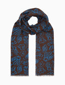 Sciarpa unisex leggera cotone e lino fantasia fiori ananas e angurie marrone - Gallo 1927 - Official Online Shop
