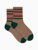 Calze corte unisex cotone beige a righe di due colori effetto scintillante - Gallo 1927 - Official Online Shop