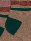 Calze corte unisex cotone beige a righe di due colori effetto scintillante - Gallo 1927 - Official Online Shop