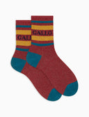 Calze corte unisex cotone rosso a righe di due colori effetto scintillante - Gallo 1927 - Official Online Shop