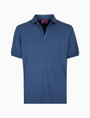 Polo uomo cotone tinto capo tinta unita timbro tondo gallo blu - Gallo 1927 - Official Online Shop