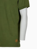 Polo uomo cotone tinto capo tinta unita timbro tondo gallo verde - Gallo 1927 - Official Online Shop