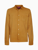 Polo uomo camicia cotone tinto capo tinta unita timbro tondo gallo giallo - Gallo 1927 - Official Online Shop
