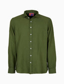 Camicia uomo lino tinto capo tinta unita verde - Gallo 1927 - Official Online Shop