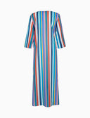 Kaftano lungo donna cotone righe multicolor verticale bianco - Gallo 1927 - Official Online Shop