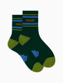 Calze corte unisex in spugna di cotone a righe verde - Gallo 1927 - Official Online Shop