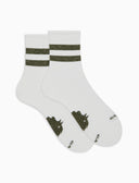 Calze corte unisex spugna di cotone bianco con righe in contrasto di colore - Gallo 1927 - Official Online Shop