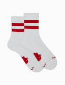 Calze corte unisex spugna di cotone bianco con righe in contrasto di colore - Gallo 1927 - Official Online Shop
