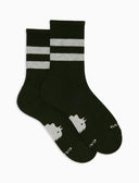 Calze corte unisex spugna di cotone verde con righe in contrasto di colore - Gallo 1927 - Official Online Shop