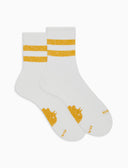 Calze corte unisex spugna di cotone bianco con righe in contrasto di colore - Gallo 1927 - Official Online Shop
