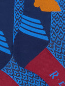 Calcetines cortos unisex de tejido técnico azul con estampado de pequeños triángulos