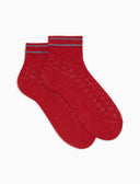 Calze cortissime donna cotone tinta unita con righe lurex rosso - Gallo 1927 - Official Online Shop